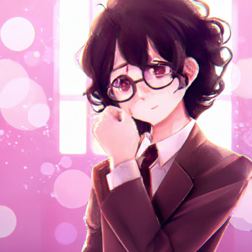 Illustration of a dark-skinned anime girl with glasses and curly hair