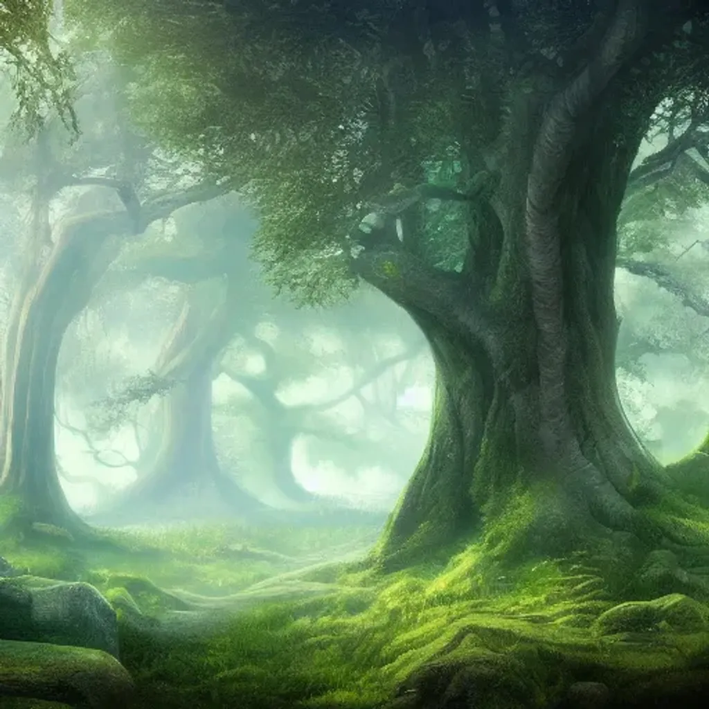 Prompt: fantasy forest landscape, high resolution, 4k, lord of the rings