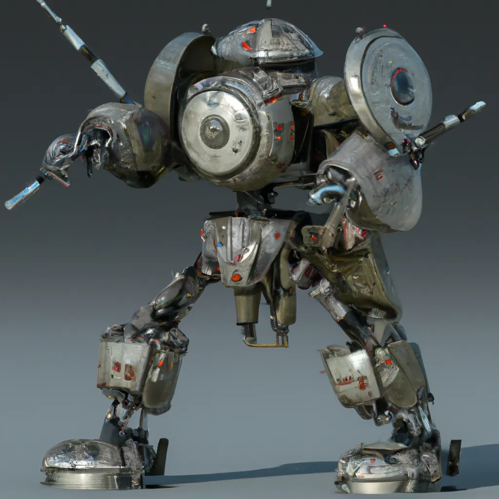 Prompt: 3d render of a bipedal battle robot, weaponized, complex machinery, unreal engine 5
