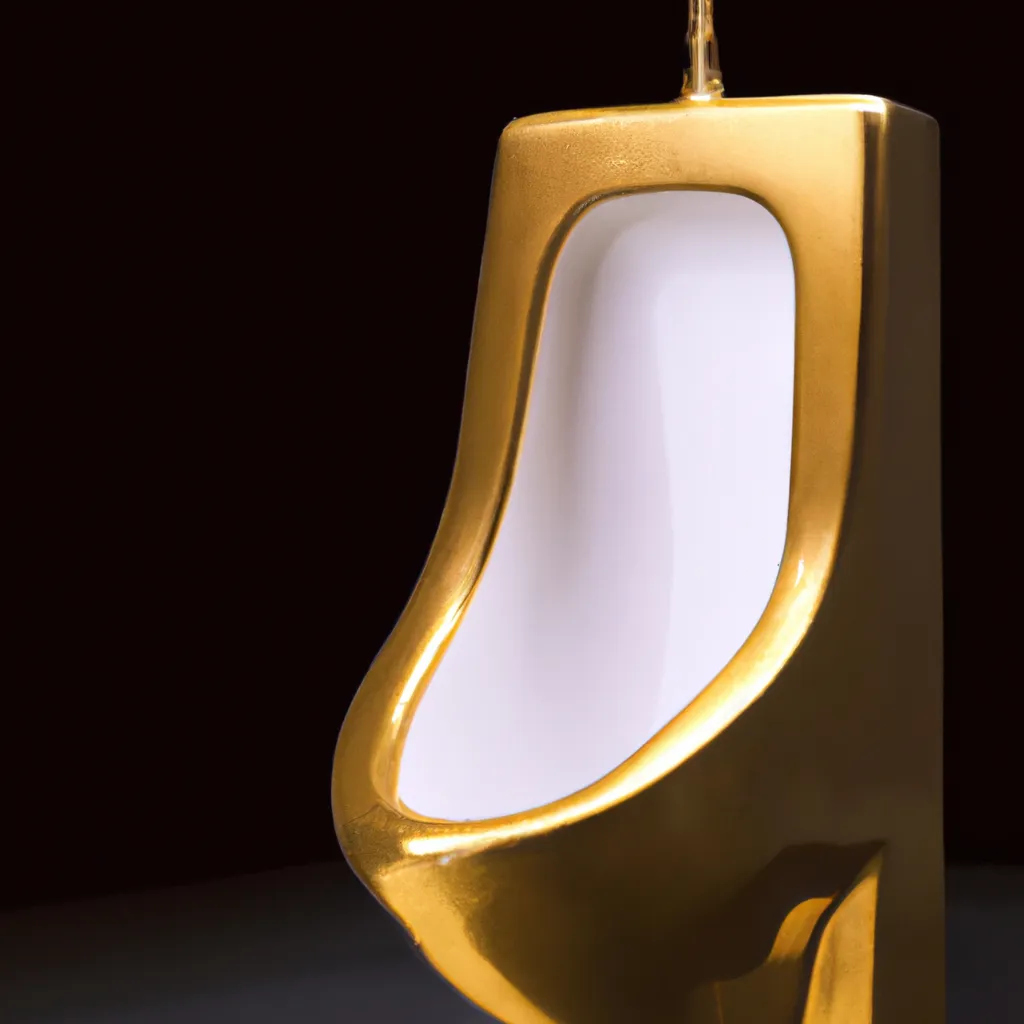 Prompt: A photograph of a golden urinal, studio lighting, 4K