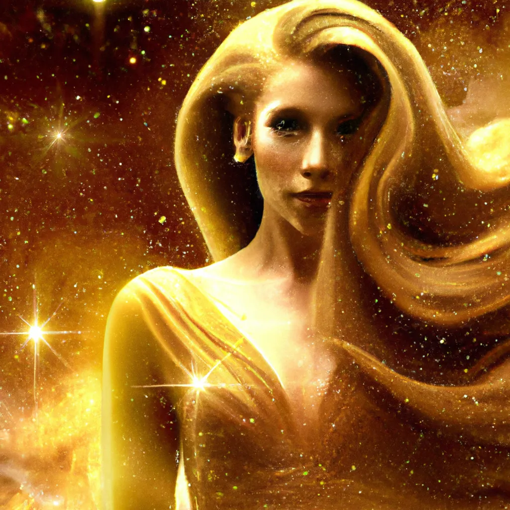 digital image portrait of a gorgeous golden space go... | OpenArt