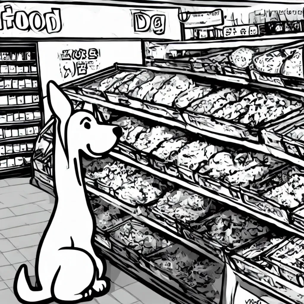 Manga of a dog on Food Shop , Black and White, sket... OpenArt