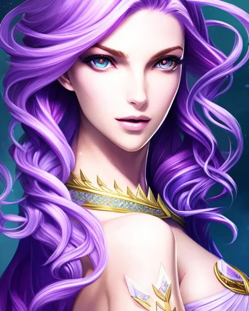 Prompt: portrait of lux from league of legends fantasy, purple flowing hair, intricate, elegant, highly detailed, detailed dress, digital painting, artstation, concept art, smooth, sharp focus, illustration, art by artgerm and greg rutkowski and alphonse mucha