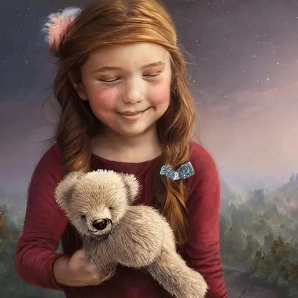 Prompt: Portrait of {Little girl} with {Brown } hair and with cute face and little little Bear in hand, { city with dead pepole }, perfect composition, hyperrealistic, super detailed, 8k, high quality, trending art, trending on artstation, sharp focus, studio photo, intricate details, highly detailed, by greg rutkowski