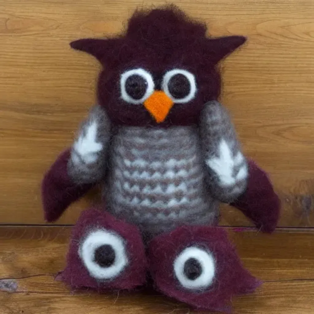 Prompt: owlbear made out of wool