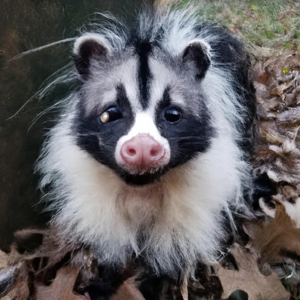 Prompt: opossum raccoon skunk hybrid