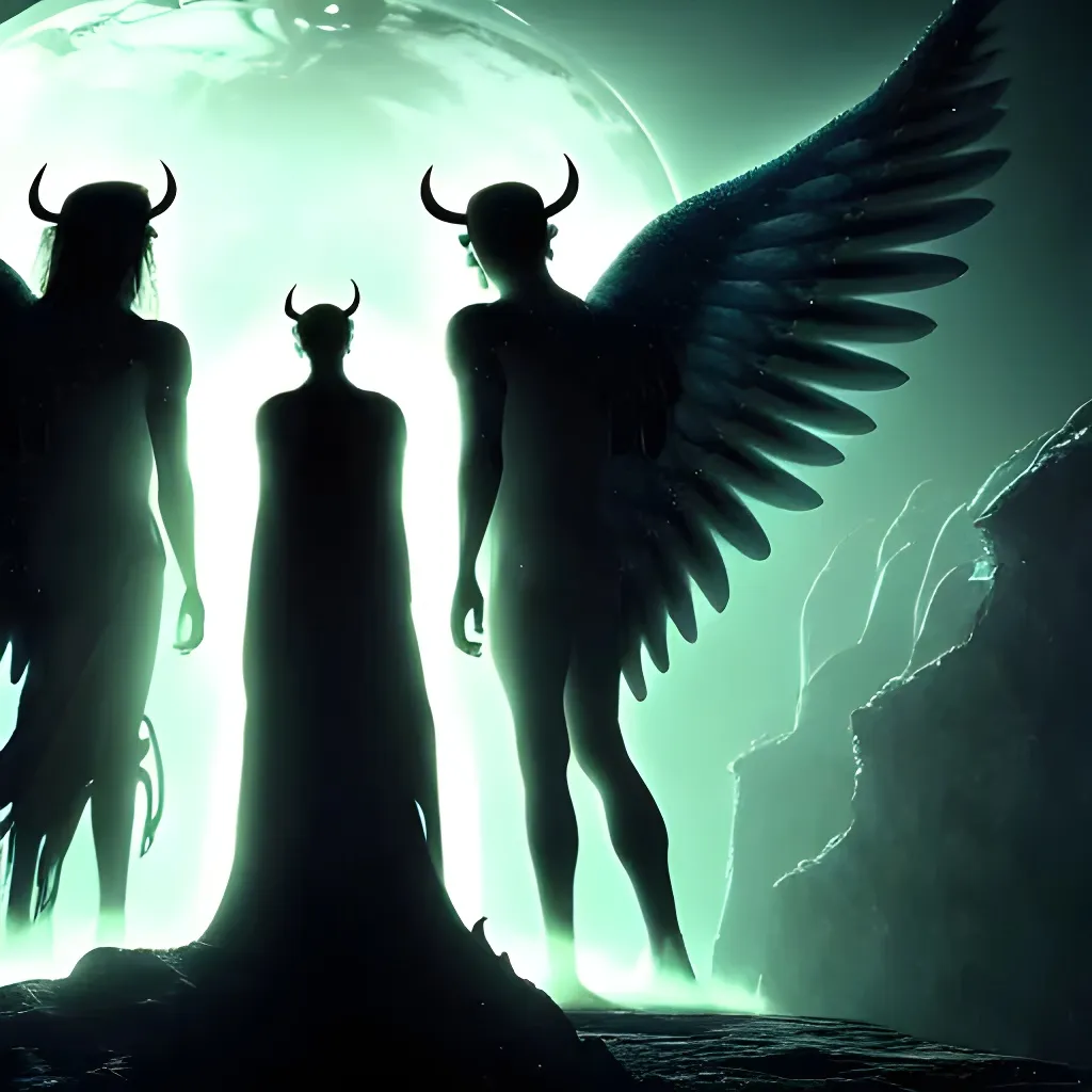 Prompt: fantasy artwork, a demon and an angel men go on an epic quest through the astral plane, 32k resolution, cinematic, extremely detailed, selina fenech