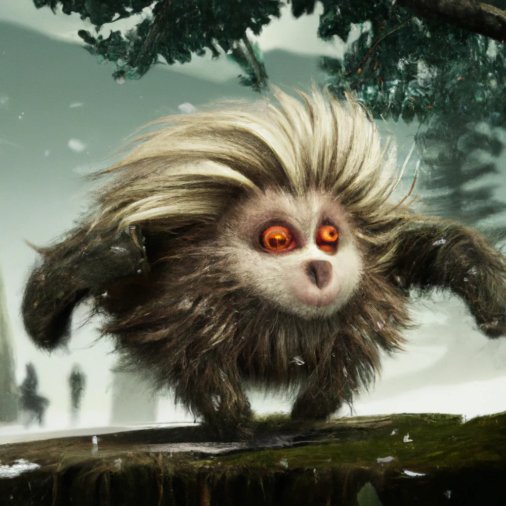 Prompt: Ultra high Quality photo |A cute little furry monster  is serving Dali and Escher and Klarwein posing as cute furry monster beasts | video game character  | made out of flora fauna | fine details and expressions | ice age | ultra high resolution octane  | midjourney | centered | photo realistic | upscale | by Artgerm Artstation 