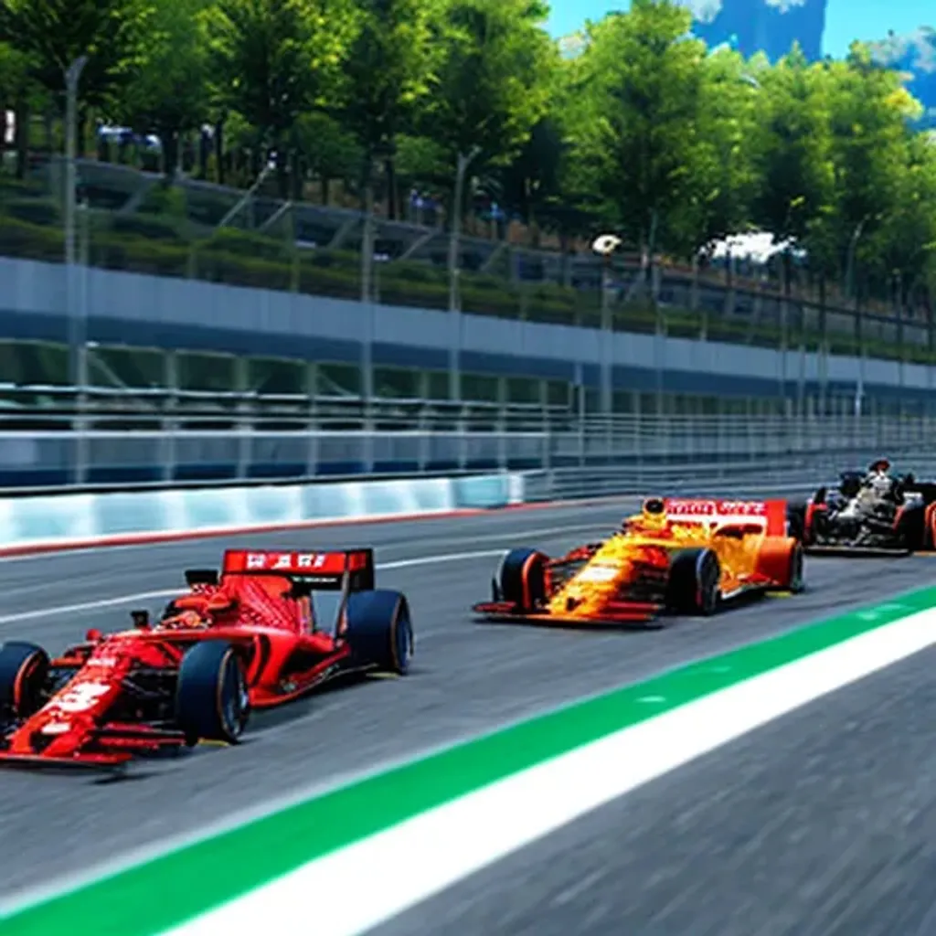 Prompt: Formula 1 race taking place in Genshin Impact