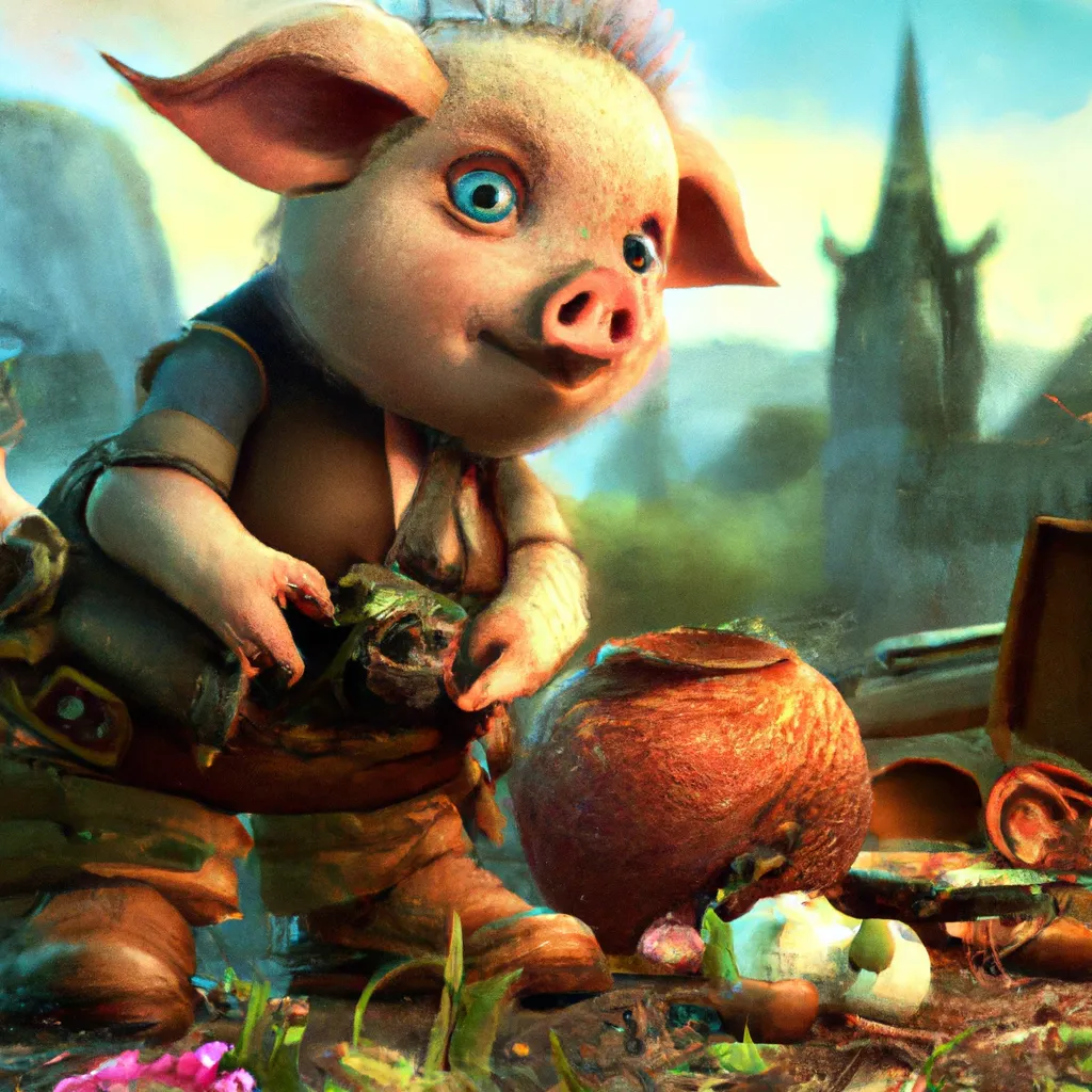 Prompt: Ultra high Quality photo |A cute little furry piglet  is serving Dali and Escher and Klarwein posing as cute furry little girl | concept art | video game  character | steampunk  | flora fauna theme | fine details and expressions | Toy Story  movie | ultra high resolution octane  | midjourney | subject centered | photo realistic | adjusted aspect ratio | upscale | by Artgerm Artstation 