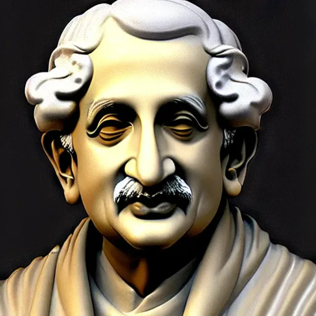 Prompt: Painting of Poet Kuvempu, by Jean-Baptiste Carpeaux, by Kentaro Miura, Soft render, 