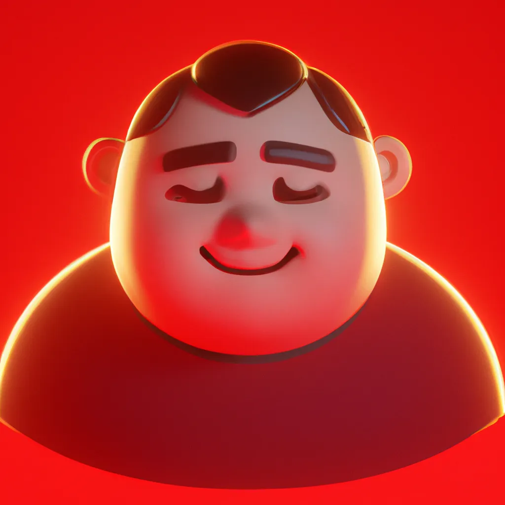 Prompt: A 3d chubby avatar of guy. Red lights. Red background. NFT 