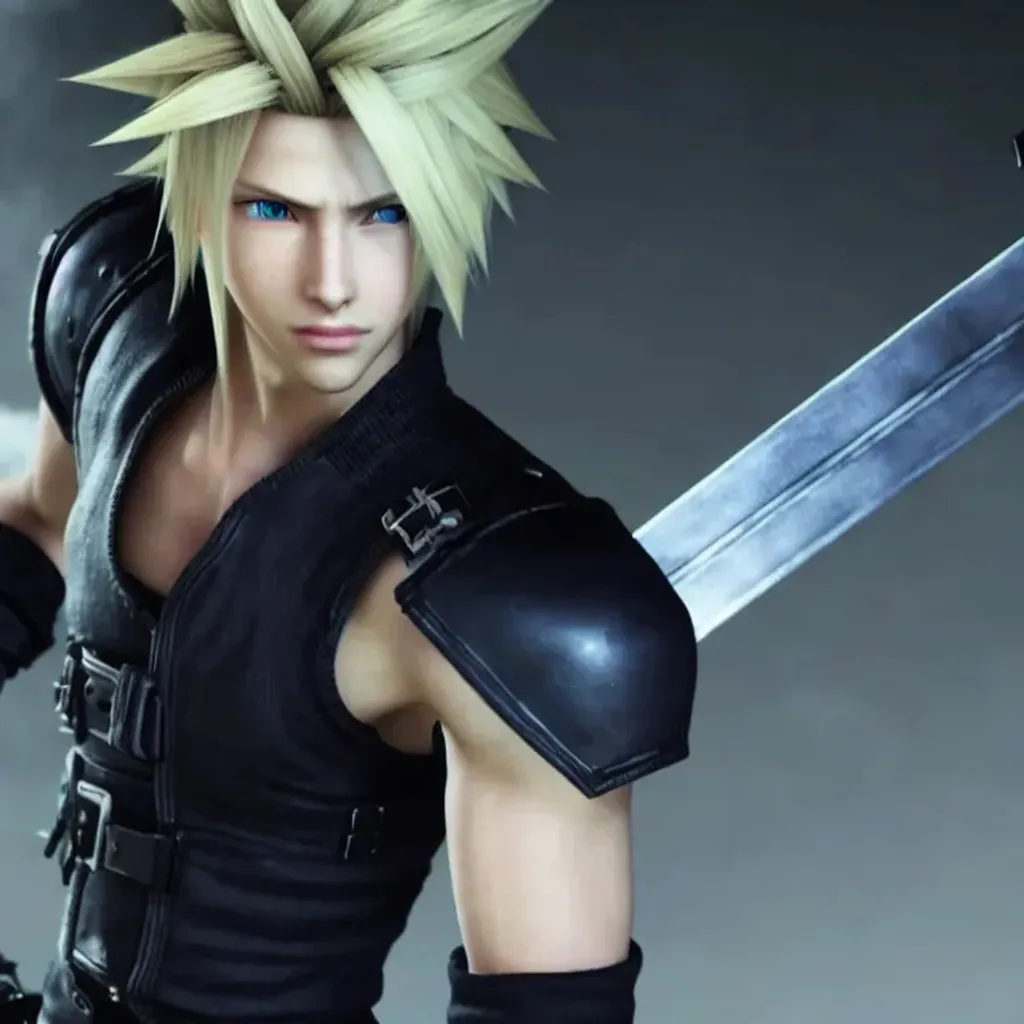 Prompt: Unreal Engine 5 Highly detailed rendering of Cloud Strife from Final Fantasy 7 remake 