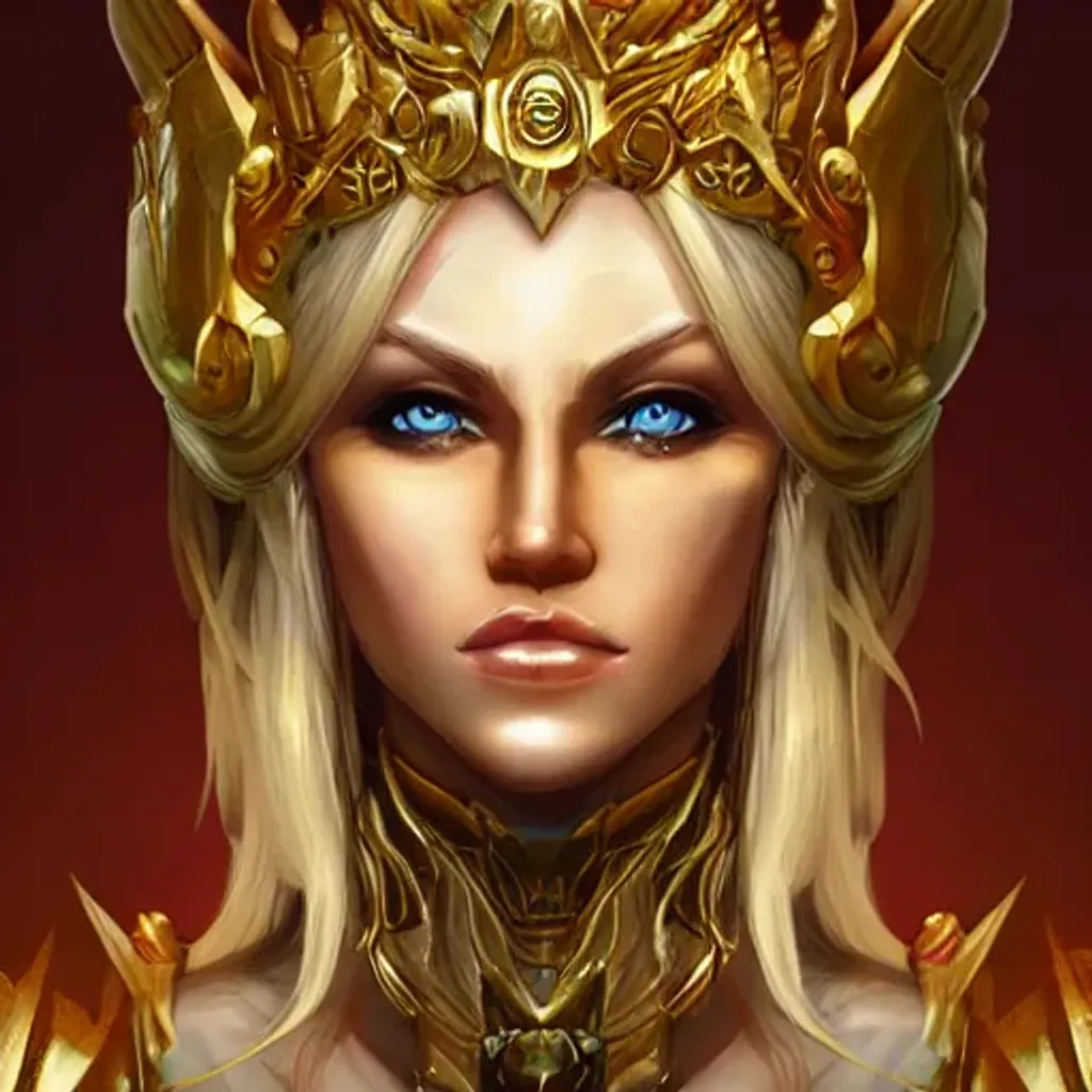 blonde fantasy queen, sun war god, artstation, epic... | OpenArt