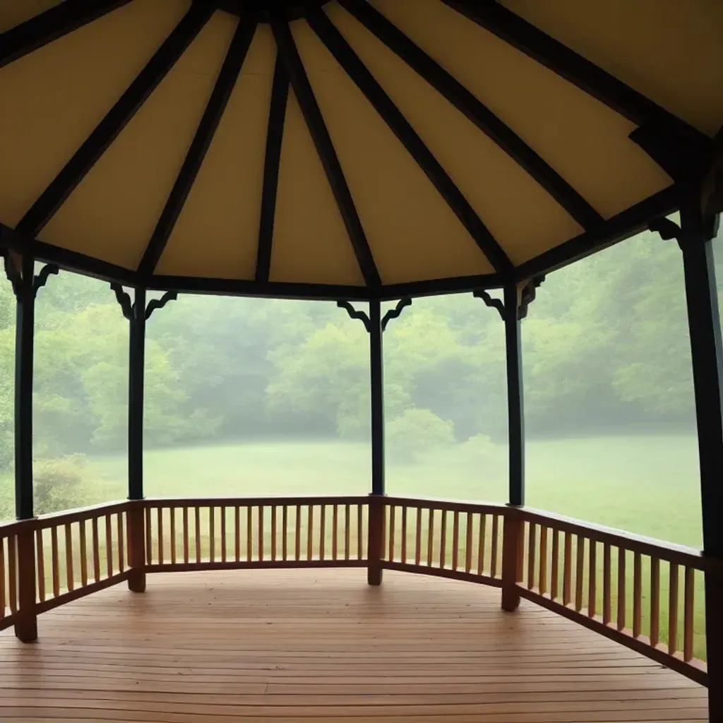 Prompt: interior of a gazebo in the clouds