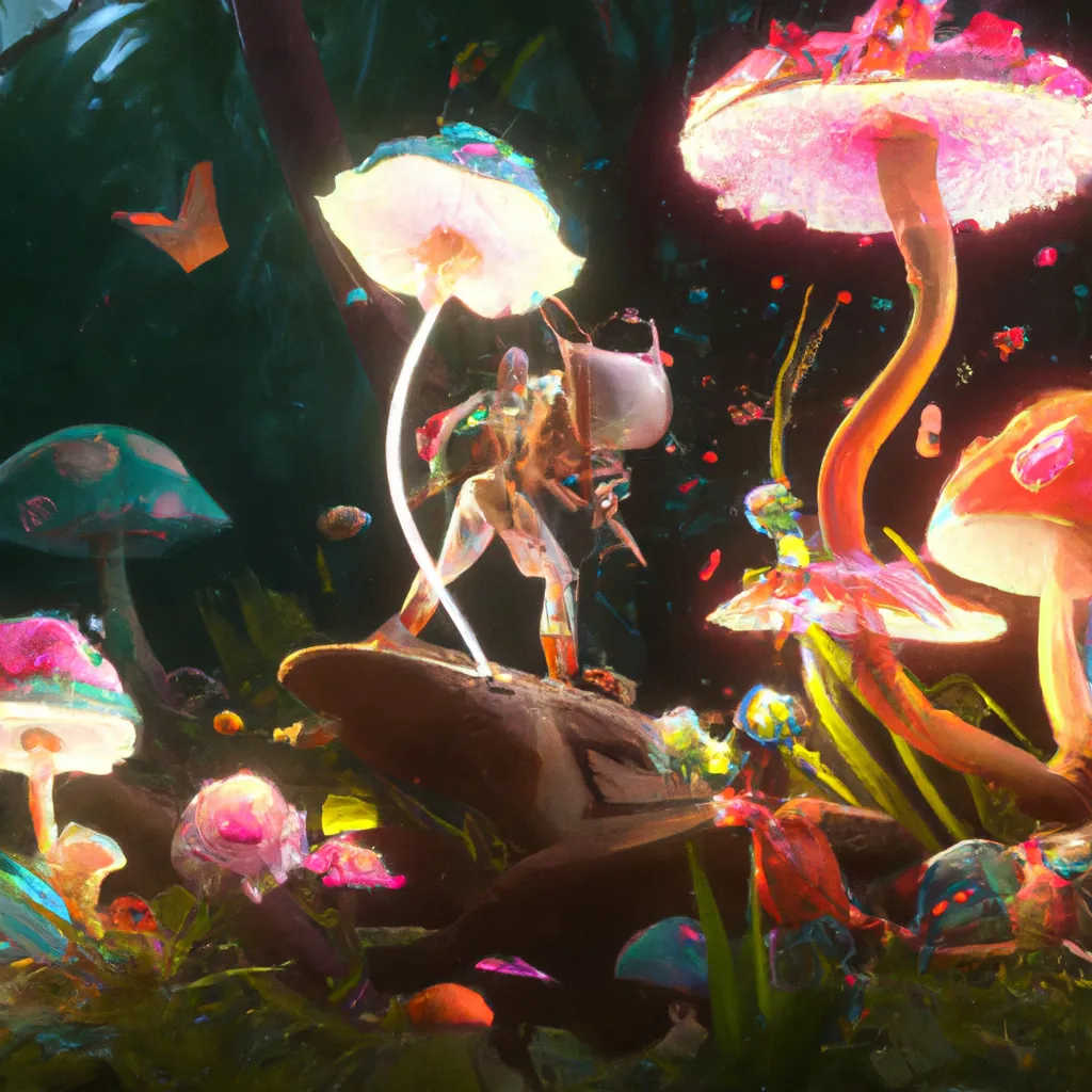 Prompt: Garden of Earthly Delights | Curvaceous Light bending cute angels covered in halogenic decadent nuclear  flowers in the style of Bruce Pennington, Dali, Munch, Escher, Klarwein, Yamamoto, Hattori, Leyendecker, Mullins | bioluminescent opalescent iridescent mushroom | dark background | ultra sharp focus | 3d octane render artstation trending 8k unreal engine | Avatar movie| Disney Pixar Dreamworks 