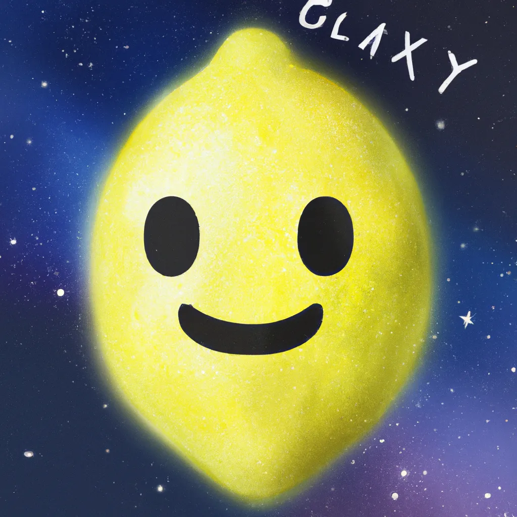 Prompt: Galaxy as a happy, smiling lemon