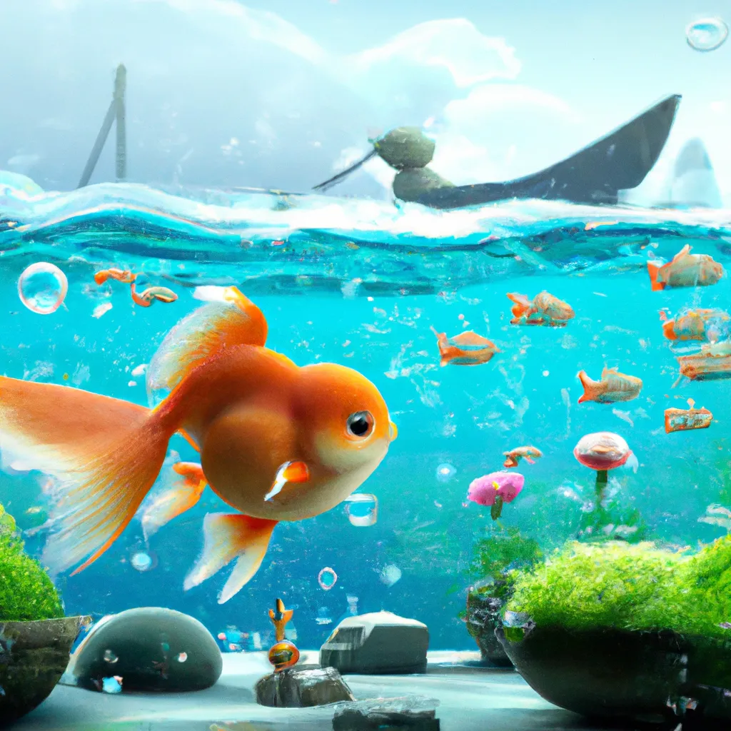 Prompt: Ultra high Quality photo |A cute little furry goldfish is serving Dali and Escher and Klarwein posing as cute furry little Cinderella | concept art | video game  character | saxophone  | flora fauna theme | fine details and expressions | Finding Nemo  movie | ultra high resolution octane  | Hanako Yamamoto  | subject centered | photo realistic | adjusted aspect ratio | upscale | by Artgerm Artstation Pixar Disney 