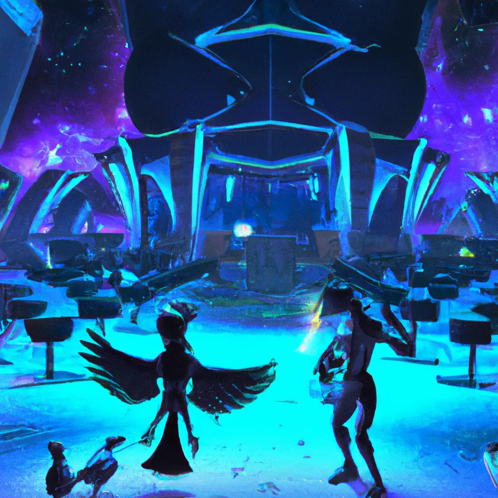 Prompt: Scifi nightclub with birdlike clubgoers
