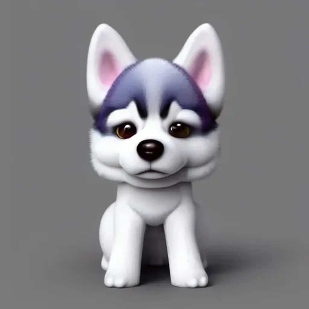 Prompt: tiny cute Husky toy, standing character, soft smooth lighting, soft pastel colors, skottie young, 3d blender render, polycount, modular constructivism, pop surrealism, physically based rendering, square image