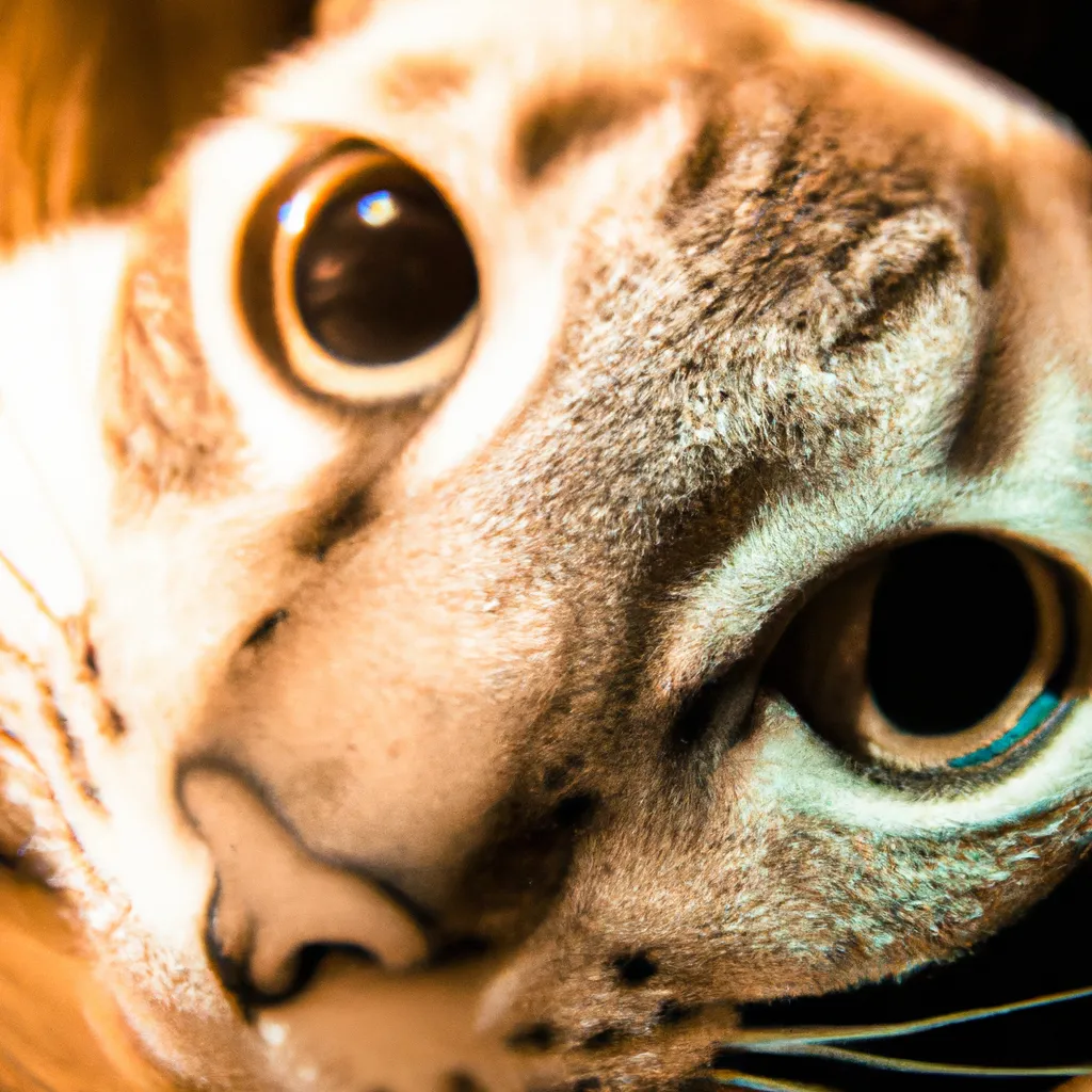 Prompt: Cat laying down closer look fisheye lens