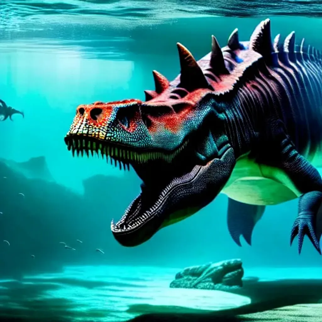 massive underwater dinosaur, menacing, scary, menaci... | OpenArt