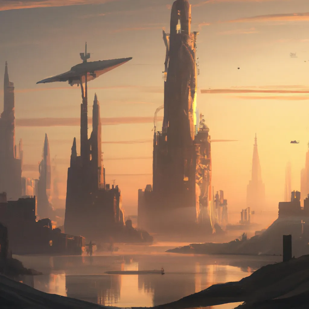 Prompt: Futuristic Atlantis during beautiful sunrise, by Greg Rutkowski, trending on Artstation