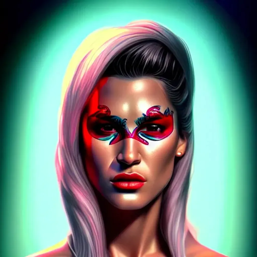 Prompt: handsome female, miami vice, highly detailed, digital painting, fine body detail, high detail facial features, intricate, artstation, concept art, smooth, sharp focus, illustration, sonny crockett, 4k resolution, highest detail, maori face tattoo