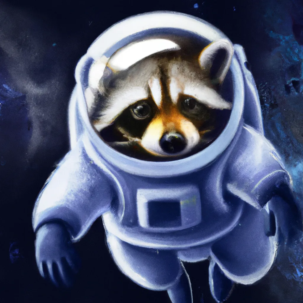 A picture of an astronaut raccoon in a spacesuit flo... | OpenArt