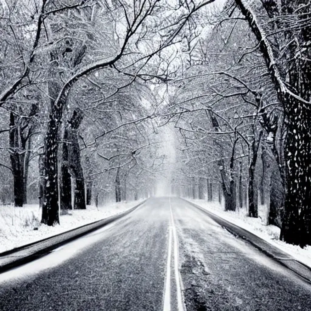 Prompt: Greyscale, Road2Pain, Art Symbolize Winter Fractals.