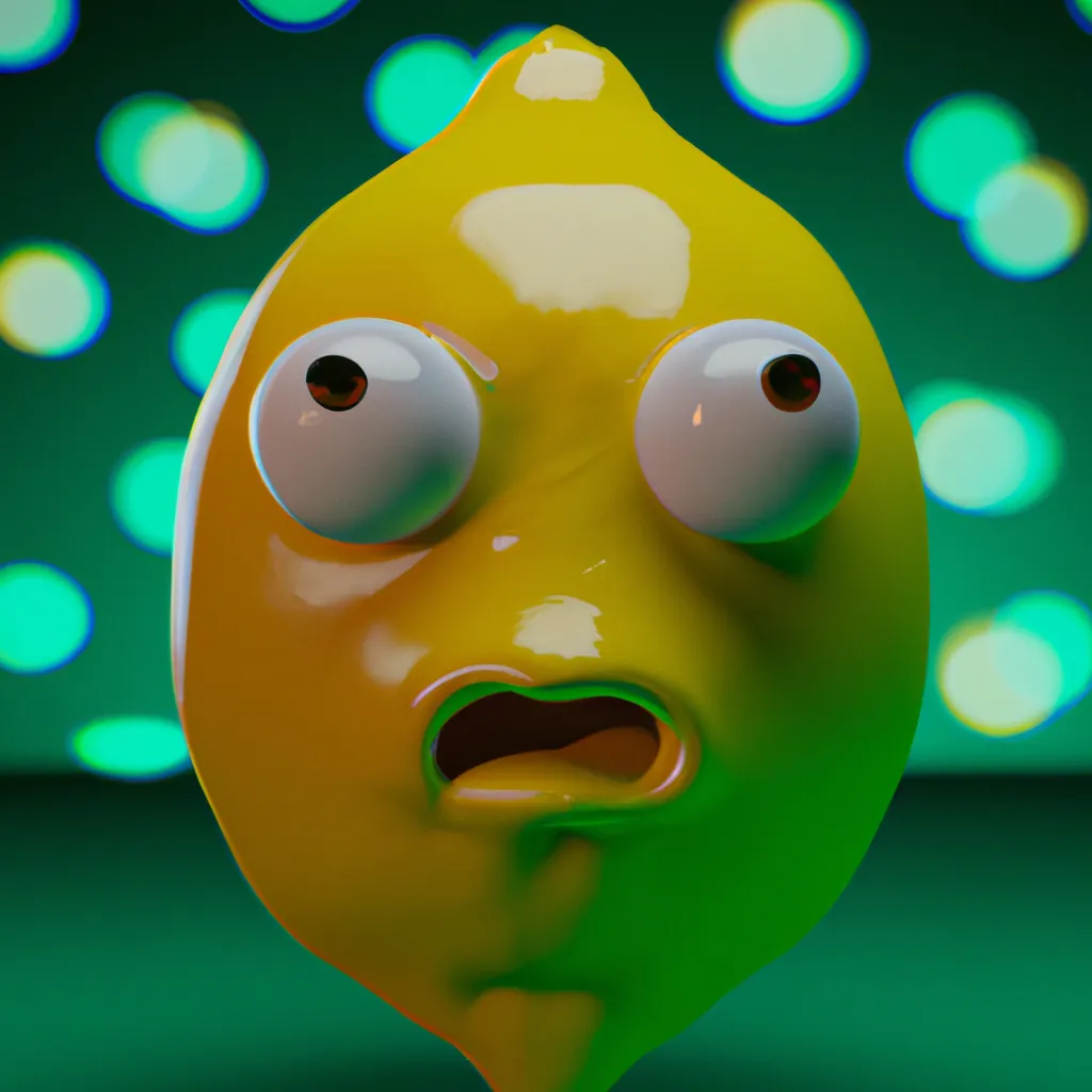 Prompt: Lemon, close-up, very cute, emoji, multicolored, Unreal Engine 3D render, trending on ArtStation, realistic materials