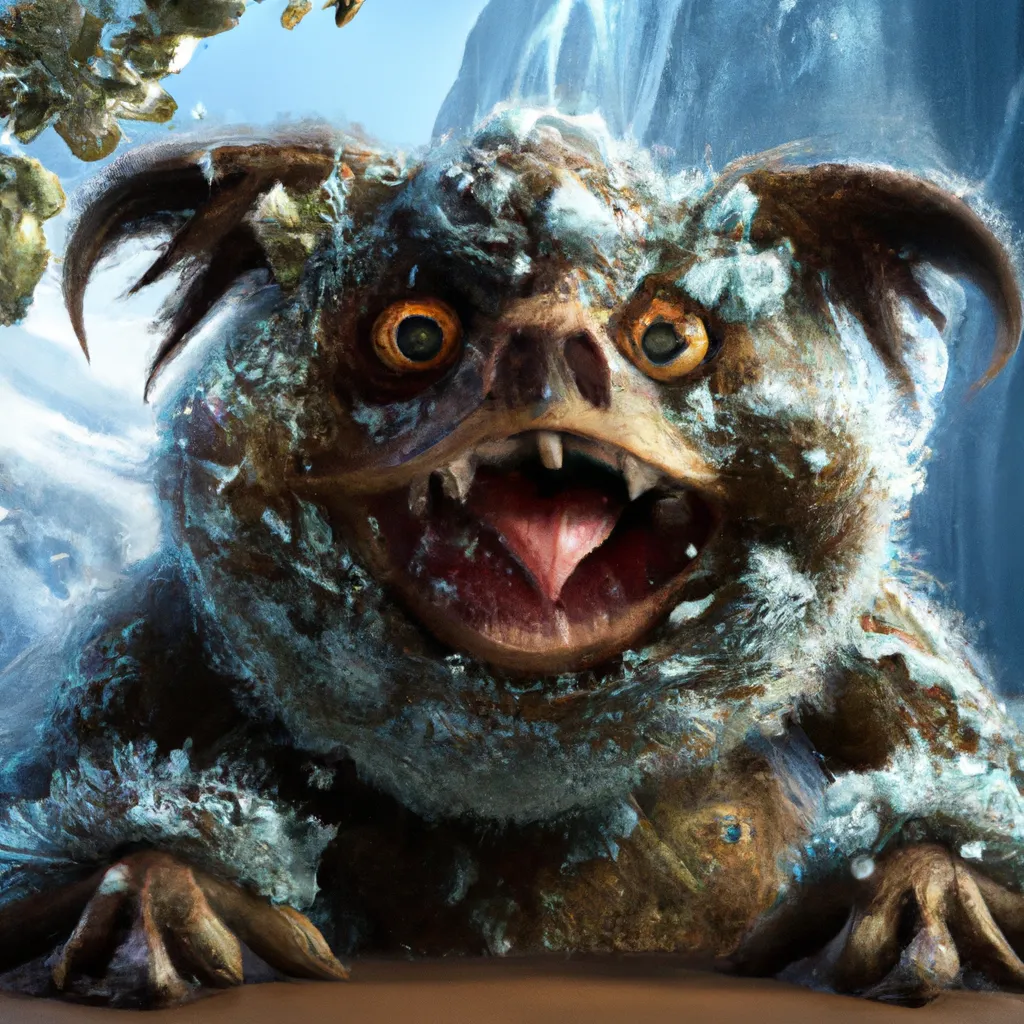 Prompt: Ultra high Quality photo |A cute little furry monster  is serving Dali and Escher and Klarwein posing as cute furry monster beasts | video game character  | made out of flora fauna | fine details and expressions | ice age | ultra high resolution octane  | midjourney | centered | photo realistic | upscale | by Artgerm Artstation 