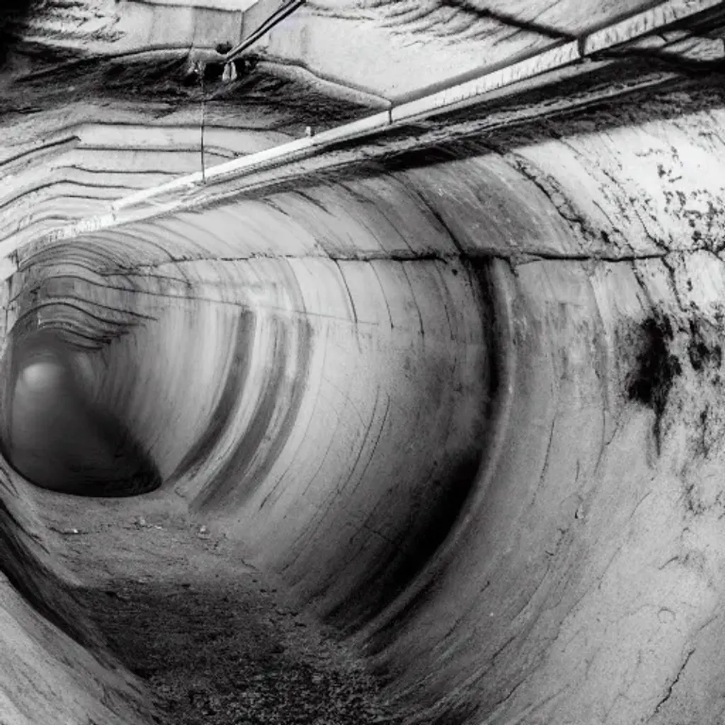 Prompt: empty sewer tunnel in California, pyukumuku, the development of next electronic rodents, Liminal Space, Sewage Waste Water, the lungs of the breather that hold the most air in. Will live the longest, Dark and possessed. 