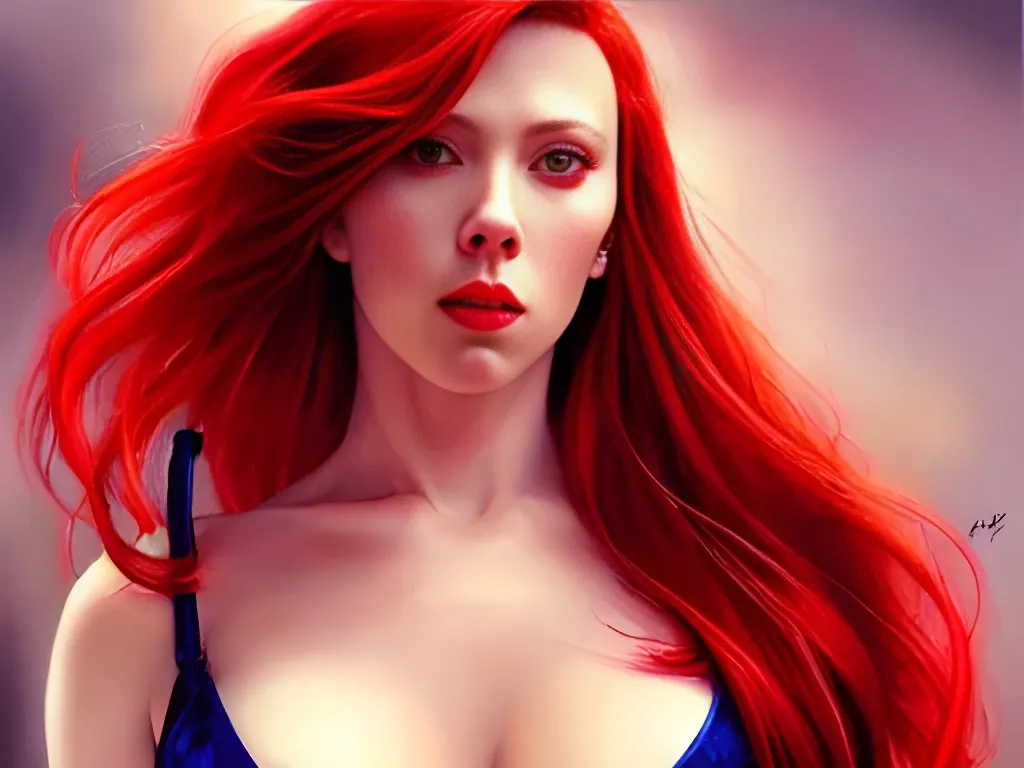 Prompt: Scarlet Johansen with red hair ready for a fight, intricate, elegant, sensuous pose,  highly detailed, centered, digital painting, artstation, smooth, sharp focus, illustration, art by artgerm and donato giancola and Joseph Christian Leyendecker, Ross Tran, WLOP