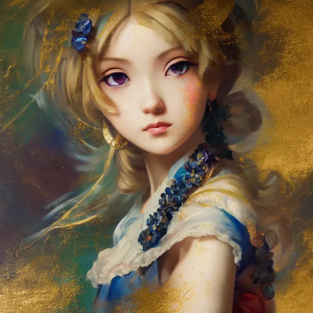 Prompt: a girl, ((baroque oil painting)), (((anime character concept art))), trending on pixiv fanbox, (rule of thirds), (golden ratio), (detail acrylic palette knife), (((in the style of loish)))