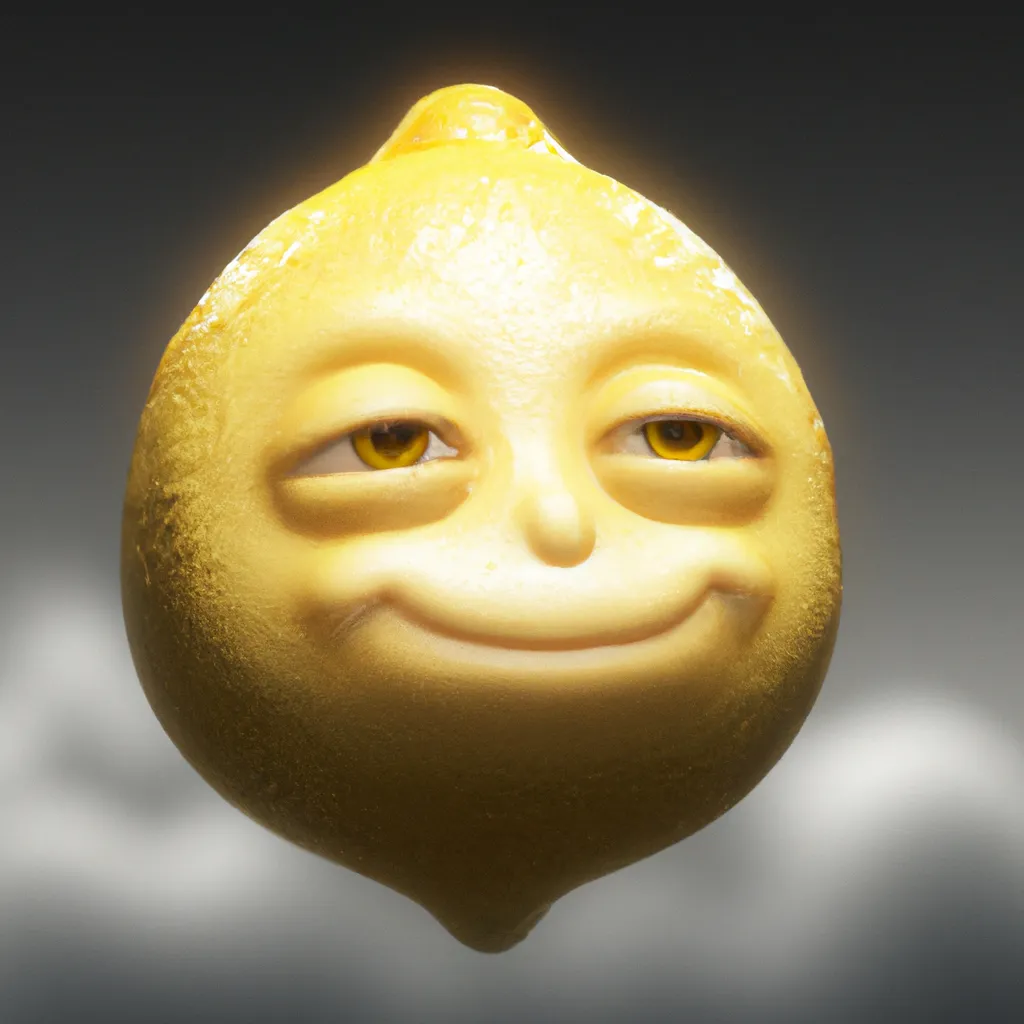 Prompt: a beautiful CGI lemon smiling, in heaven, by artgerm and greg rutkowski, super realistic, high quality, global illumination