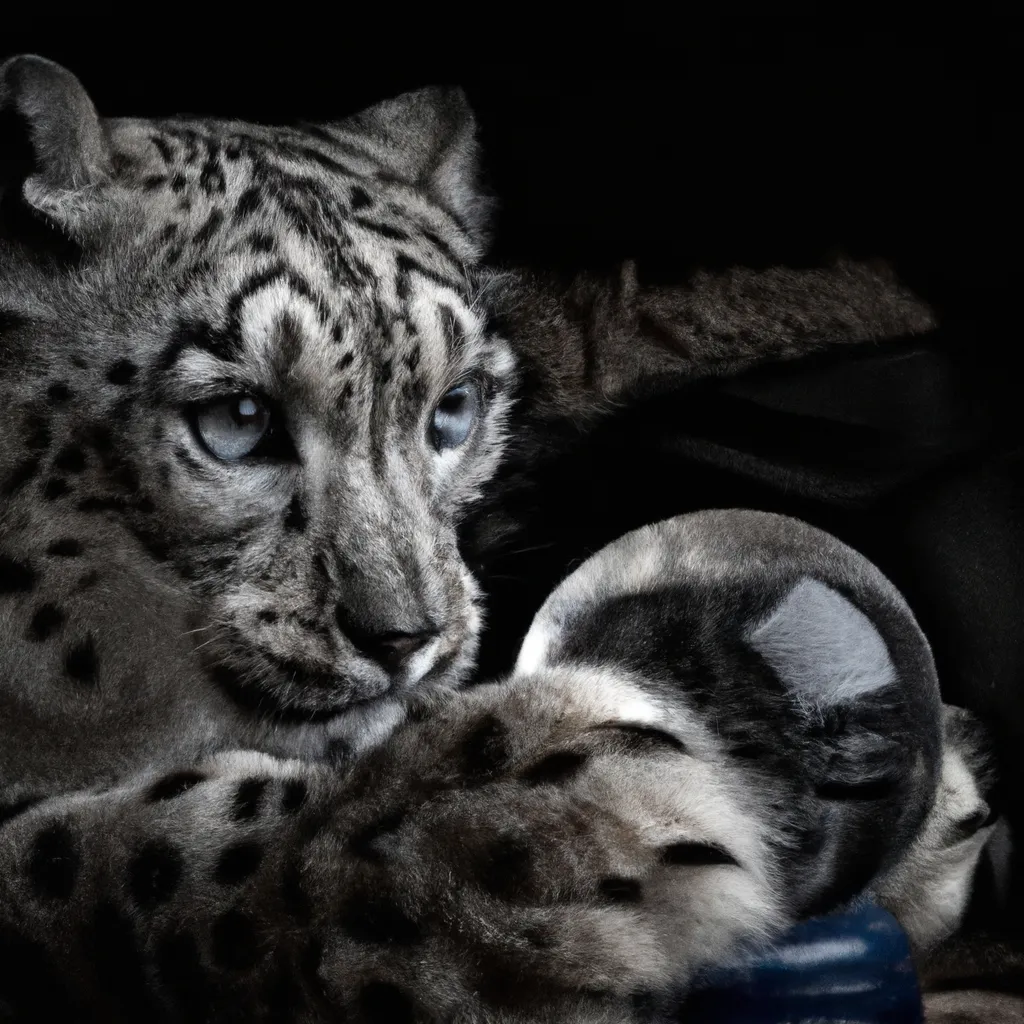Prompt: female mystic snow leopard with crystal ball, detailed fur, portrait, close up, dramatic lighting