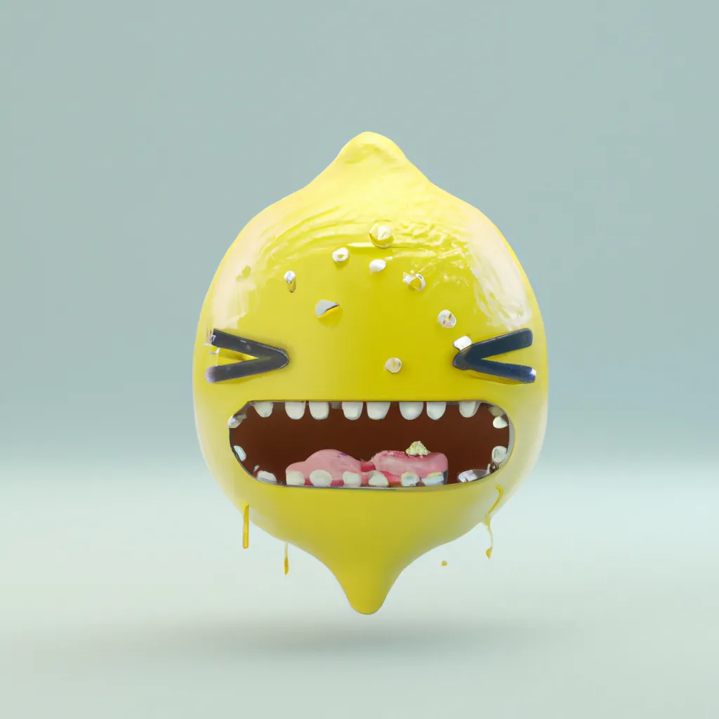 Prompt: Cover art, kawaiipunk extremely cute laughing yellow lemon character, in the shape of a lemon, beautiful eyes, concept art + 25mm + extremely detailed + ultra-realistic, soft shadows + photo realistic glisten + 4k + uhd + 3d + octane render + cinematic