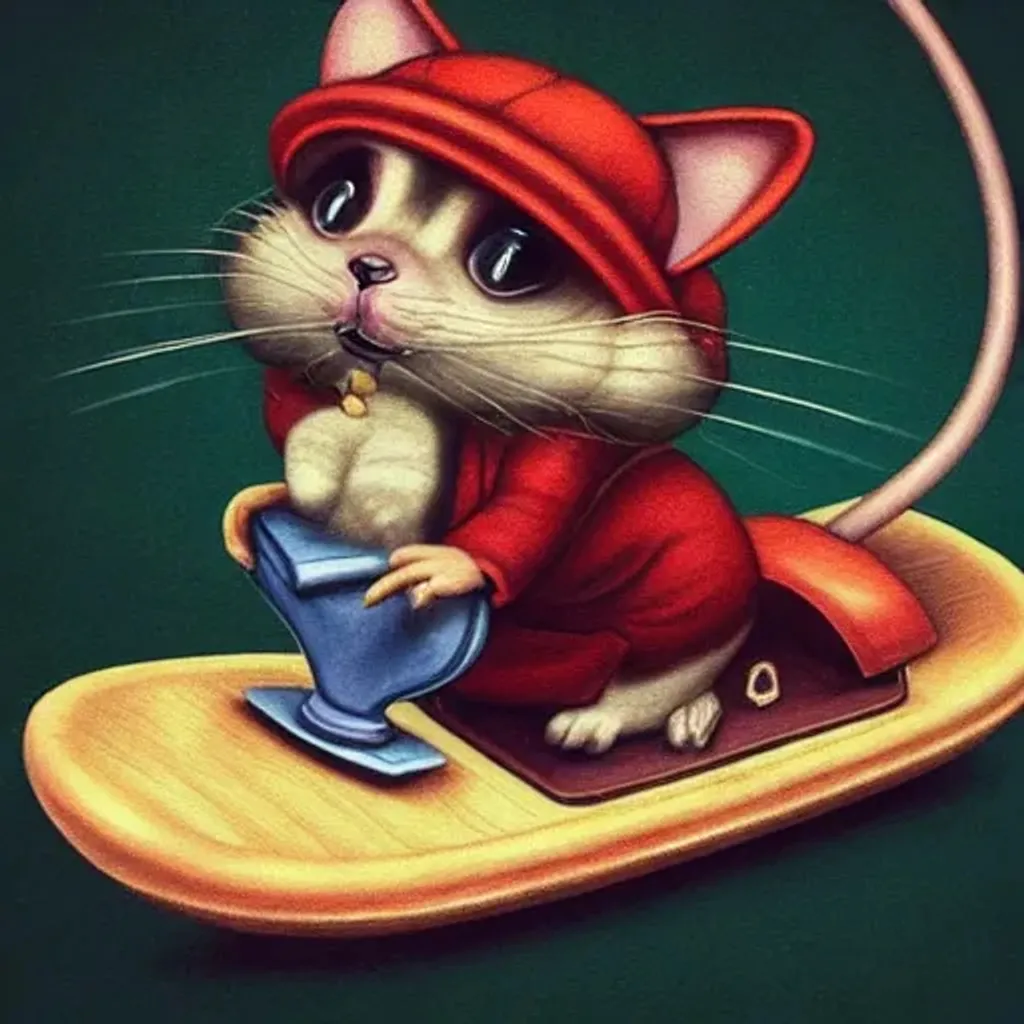 Prompt: a tiny cool gangster mouse playing seesaw game with a cat using a skateboard, soft smooth lighting, ultra sharp focus, soft pastels, dark background  [ collaboration with wlop,artgerm, Lisa frank, Karol Bak, Laurie Lipton, mark ryden, mc escher, Greg Rutkowski, Giger, Yamamoto], 3d octane render artstation trending 8k unreal engine blender, polycount, modular constructivism, pop surrealism, physically based rendering, Disney Pixar Dreamworks 