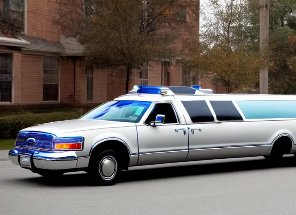 Prompt: An photograph of an Ford Crown Victoria hearse