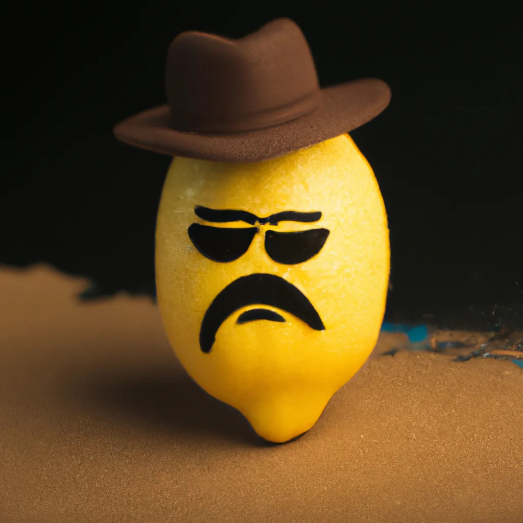 Prompt: a lemon character as clint eastwood in good, bad and the ugly, wild west