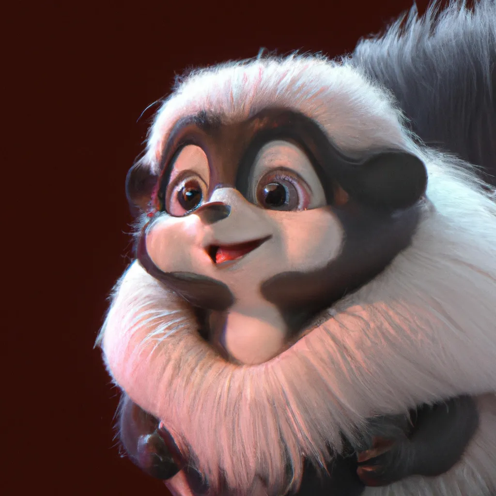 Prompt: High quality, Pixar style, tiny cute and adorable fluffy skunk  dressed in fantasy clothes, fantasy outfit, fantasy dress, small, adorable!, skunk, anthropomorphic ,dnd, adventurer, dramatic lighting, 8k, portrait, cartoon, fine details, 3d render, cinematic ,intricate details, cinematic lighting, character design, character concept, cute, mascot,  adventure, dungeons and dragons, 8k, fluffy!, tsaoshin, pixar movie key visual, fantasy, DnD, adorable!, big eyes, animated, disney, anime, animation