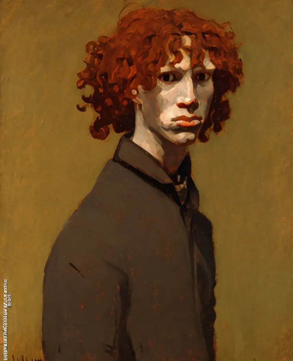 Prompt: oil painting by Winslow Homer portrait of slender man disheveled curly auburn hair five o'clock shadow deep hazel eyes, cinematic atmosphere, ambient lighting, award-winning cgi