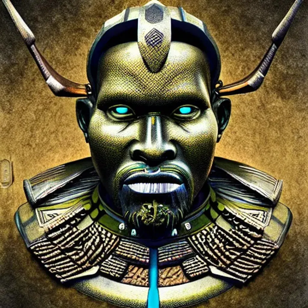 Prompt: Strong African warrior king in Wakanda clothing, full body potrait, onfident and dignified, royal, piercing eyes, art station, detailed, digital art