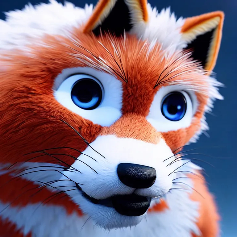 3D Look Artificial Intelligence Art of a Cute Colorful Fox Playing