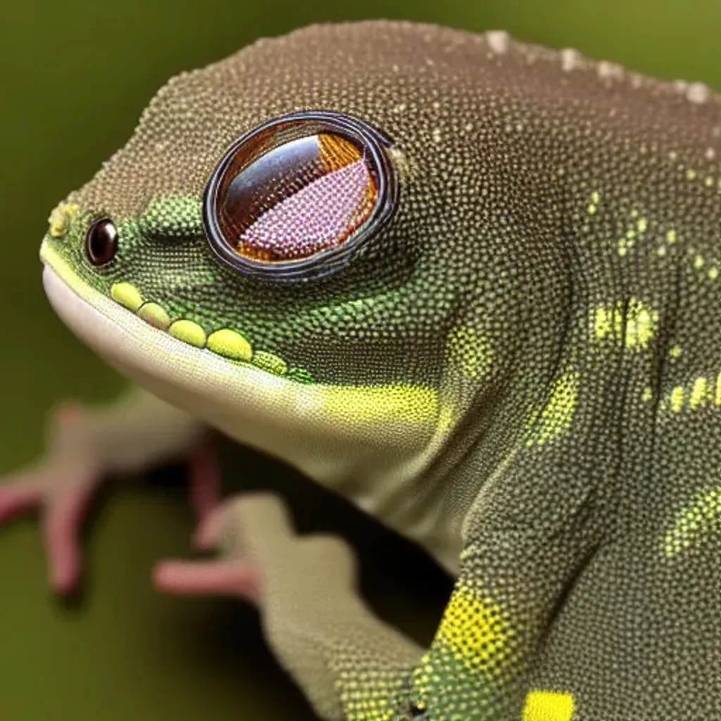 Prompt: Gecko with FPV goggles close up soft light cute F1.8 