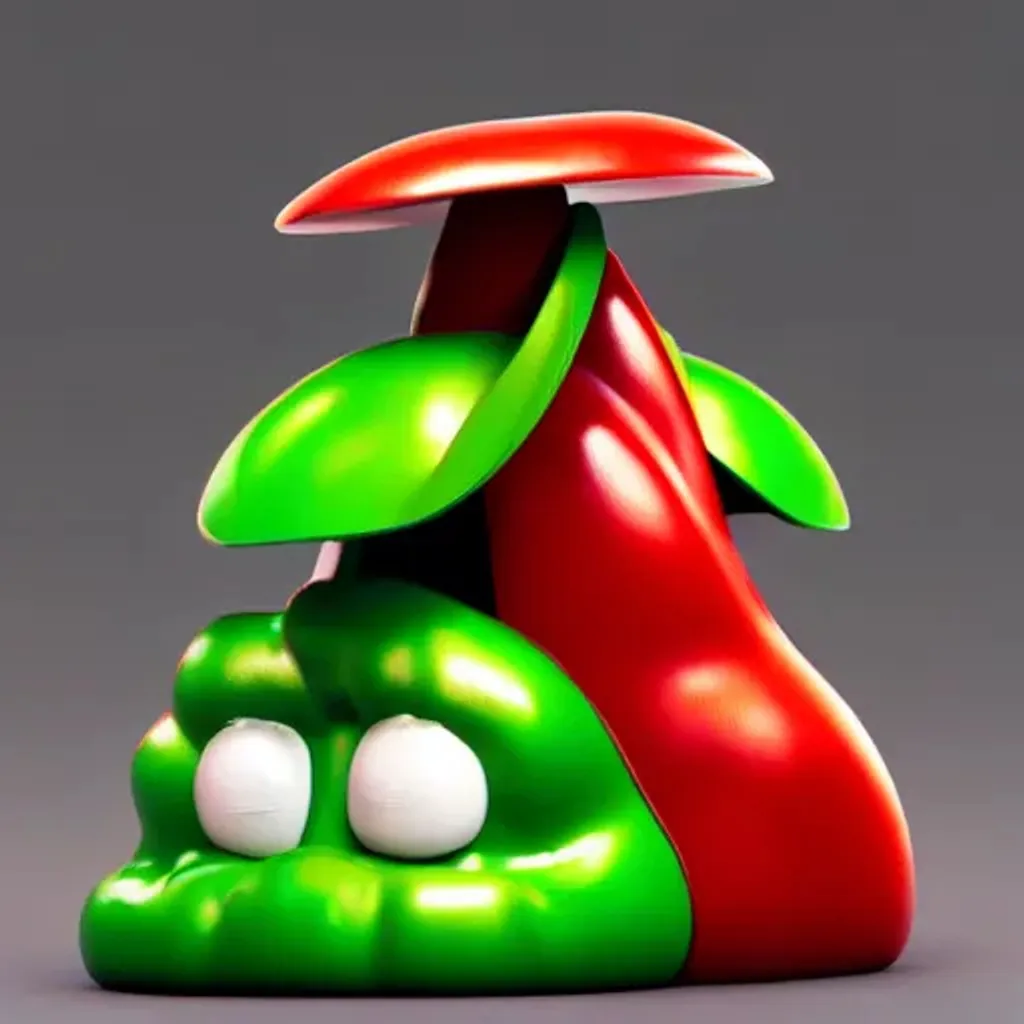 Prompt: Two race cars of anthropomorphic hot chilis peppers, one red and one green, skateboarding| Giant Cosmic mushroom  | cute girl | in the style of Munch | perfect exposure | soft muted colors desaturated | 3d render | octane lighting | dream fantasy | centered | octane render artstation trending 8k ultra-detailed  | sharp focus golden ratio | Disney Pixar Dreamworks 