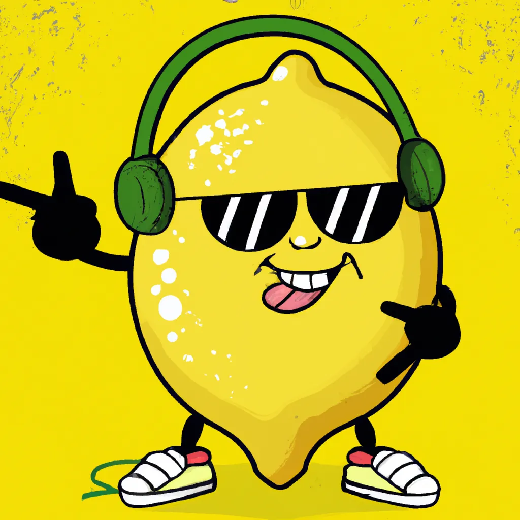 Prompt: a lemon character as funky pop