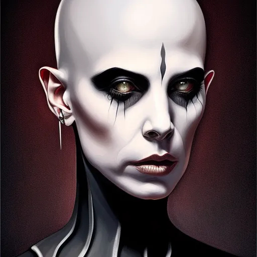 portrait of a bald, white skinned Kate Beckensale as... | OpenArt