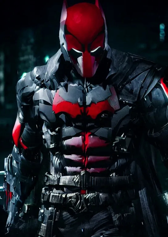 red hood arkham knight in rain